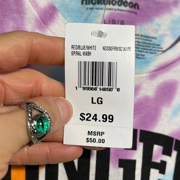 NWT Unisex Size Large Nickelodeon X Spongebob Short Sleeve Tie-Dye Tee Multi - Picture 3 of 6